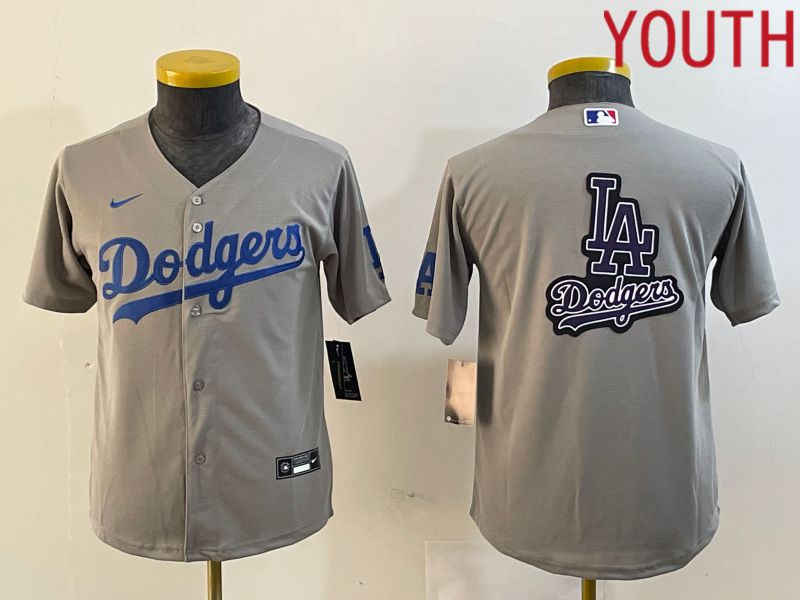 Youth Los Angeles Dodgers Blank Grey Nike Game MLB Jersey style 2